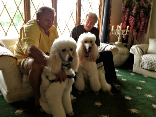Rod and Chance left...at 12 months. visiting Major( his father) on the right.